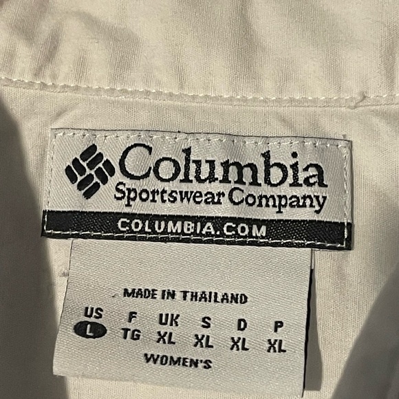 Columbia white button up three-quarter sleeve - Picture 10 of 11